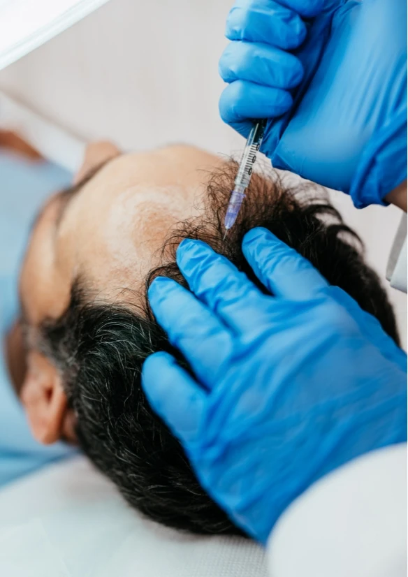 Patient undergoing a hair treatment to scalp - Hair Treatment in NYC